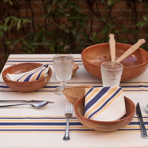 Mantel-Servilletas-Rosellon-Algodon-hosteleria-azul-amarillo-2