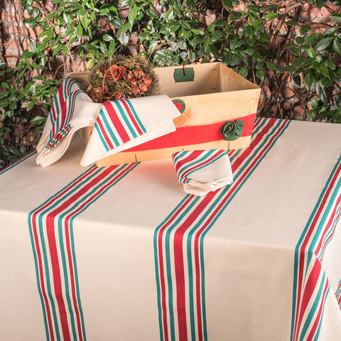 Mantel-Servilletas-Rosellon-Algodon-hosteleria-rojo-verde
